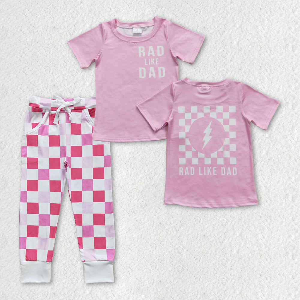 GSPO0933 Rad like dad pink Short sleeve girl outfit 20230925 RTS