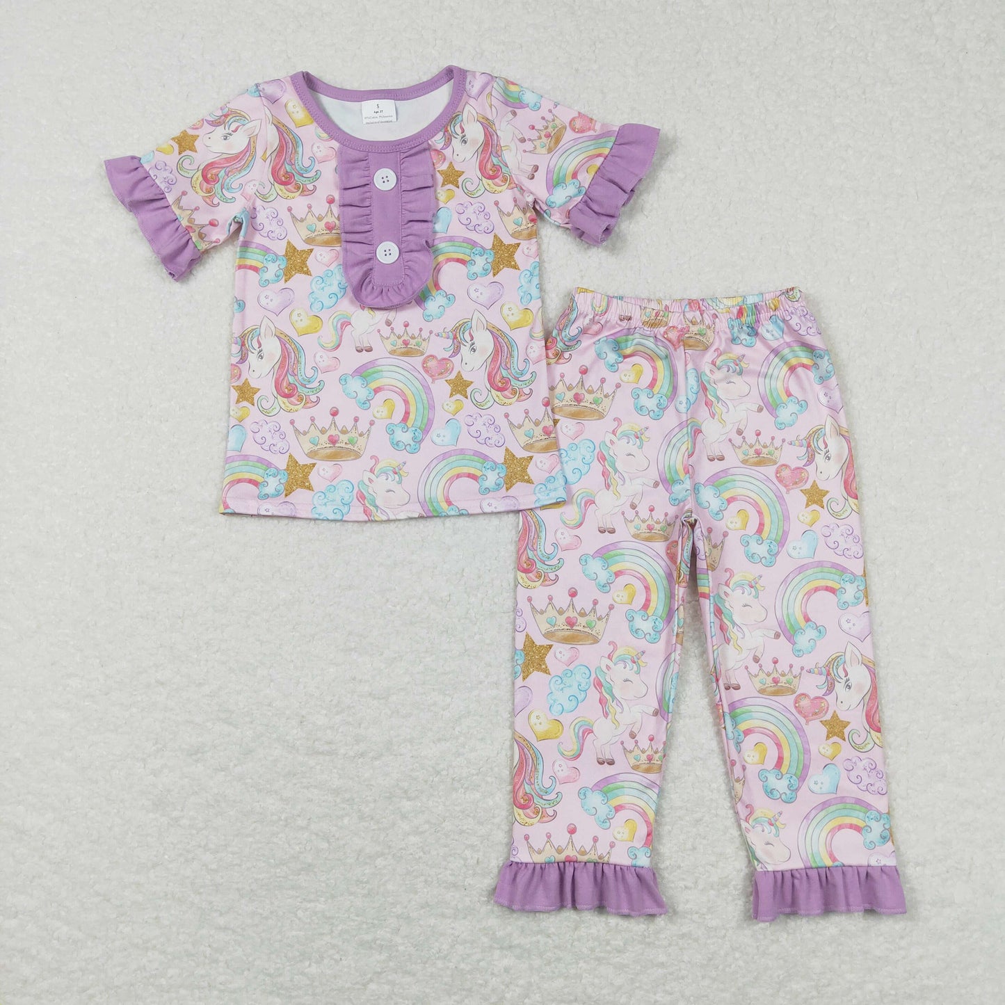 RTS unicorn rainbow short sleeve girl pajamas GSPO0949 20231204