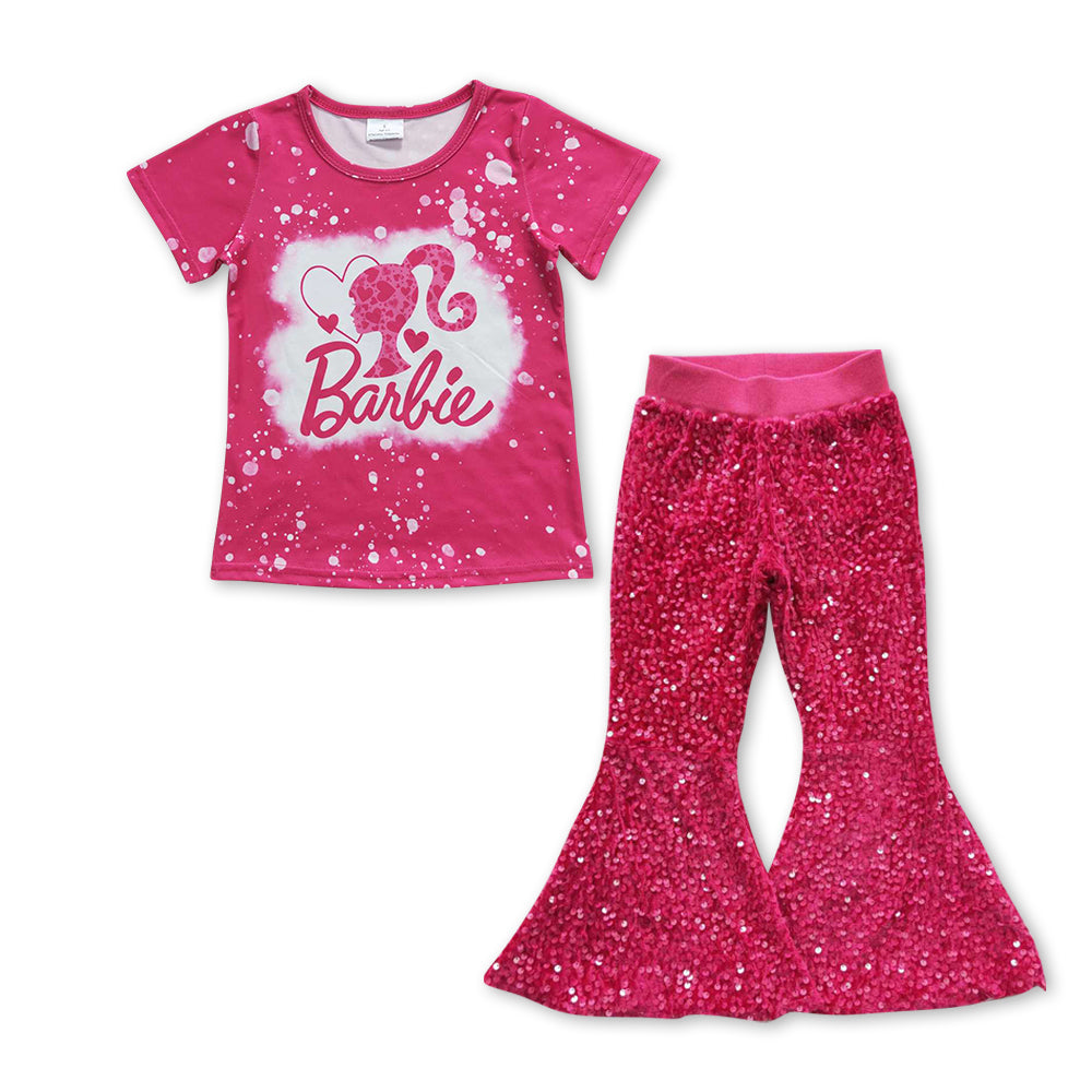 GSPO0951组合 RTS barbie short sleeve sequin girl outfit 20231003 RTS