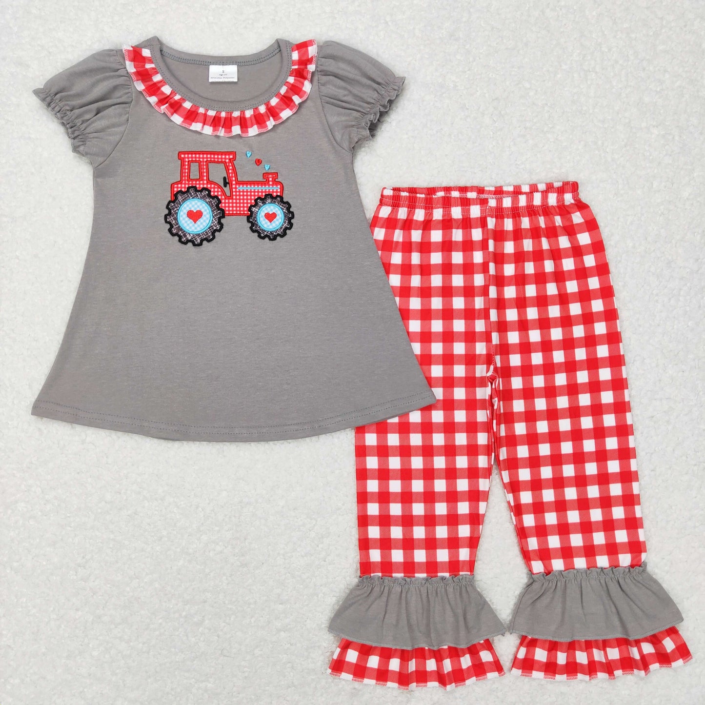 GSPO0972 cookies tractor short sleeve girl outfit embroidery 20231018