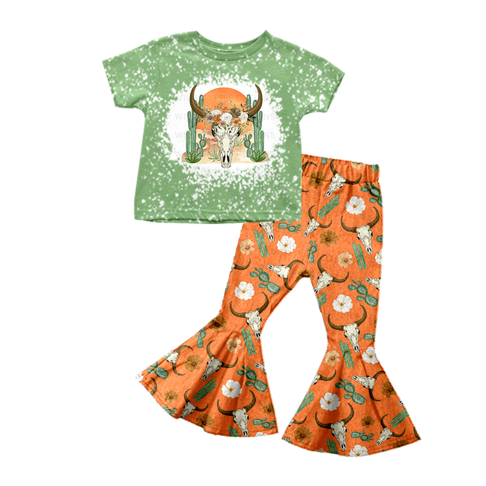 GSPO0990 wetern cow flowers short sleeve girl outfit RTS 20231121
