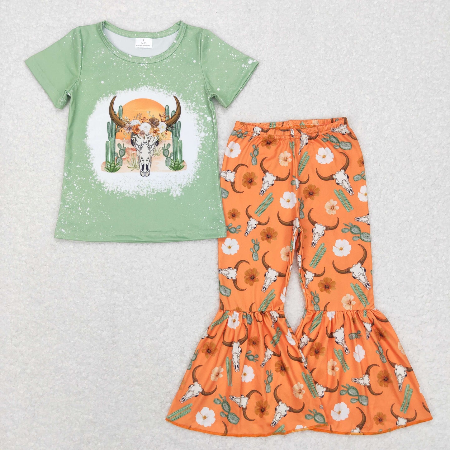 GSPO0990 wetern cow flowers short sleeve girl outfit RTS 20231121