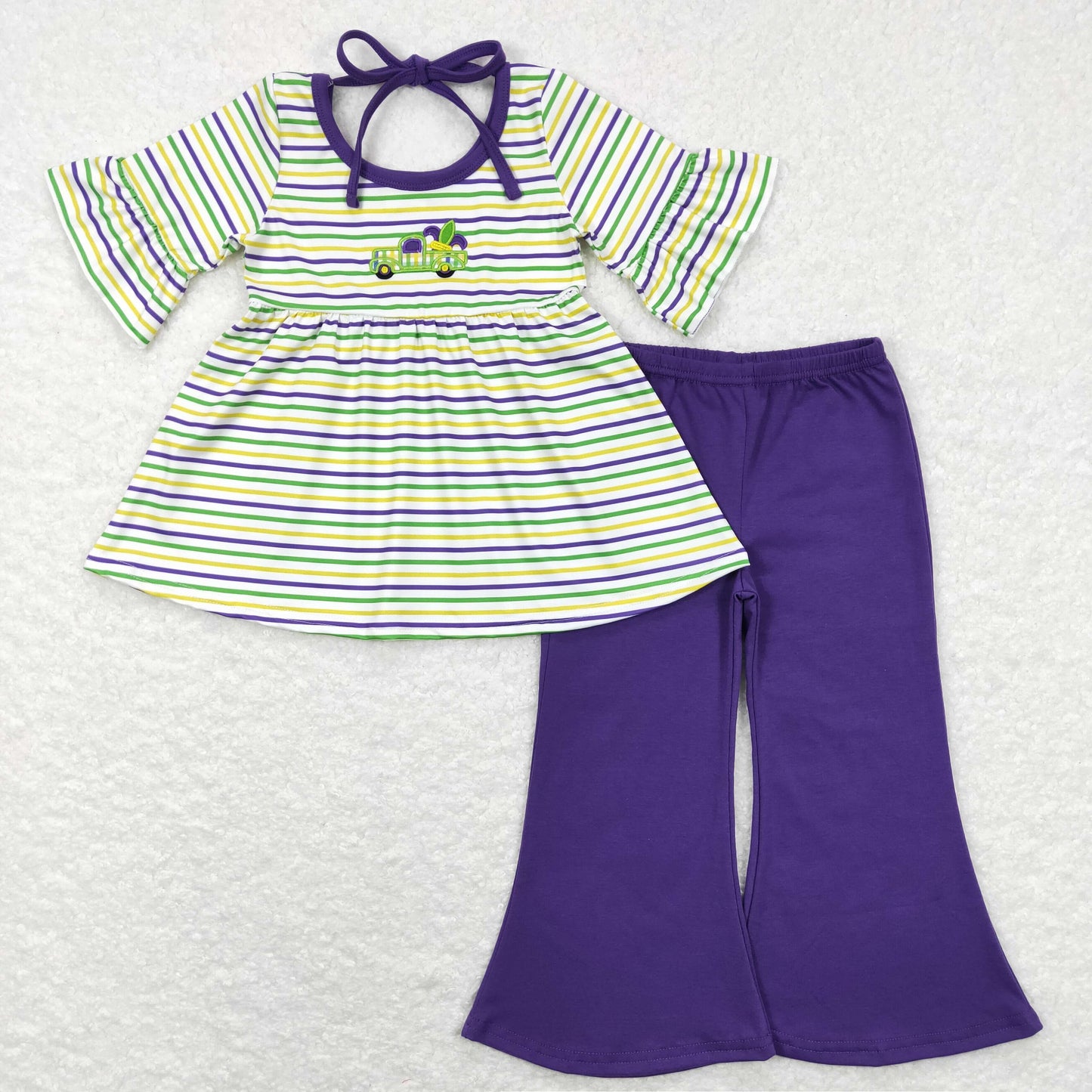 GSPO1021 Easter carrots stripe short sleeve long pants girl outfit 1214 RTS
