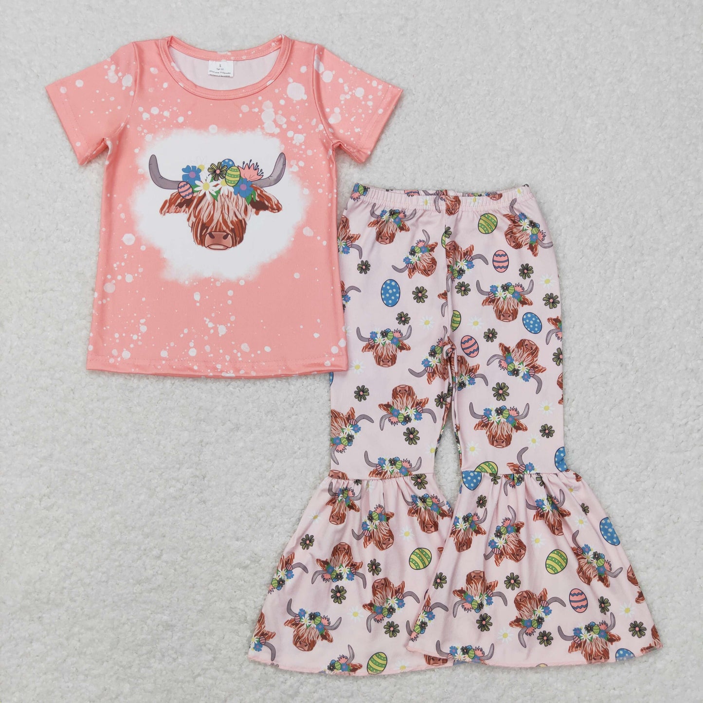 GSPO1055 Easter RTS cow short sleeve super western girl outfit 20231114