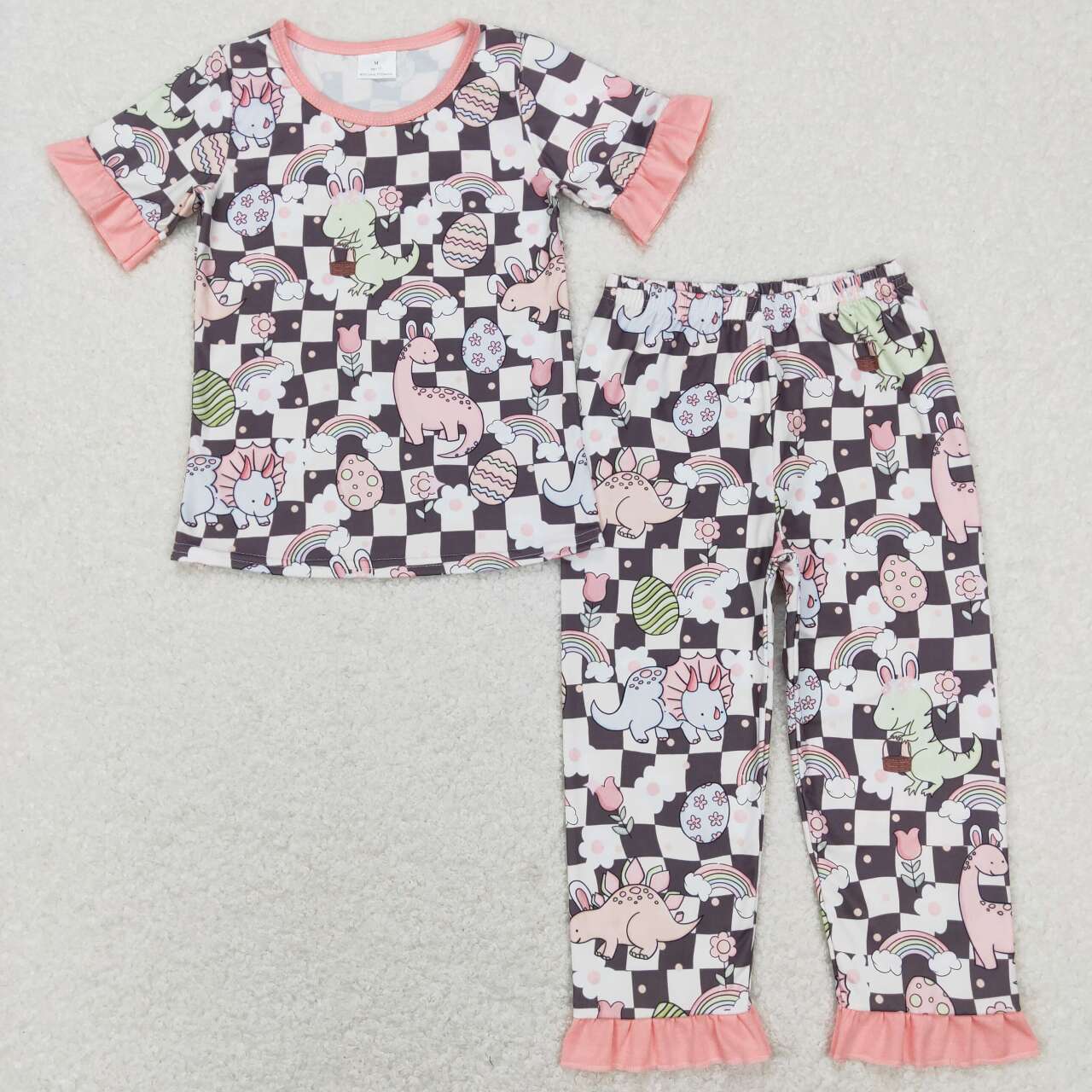 GSPO1203 Dinosaur Easter short sleeve girl outfit RTS 20231121