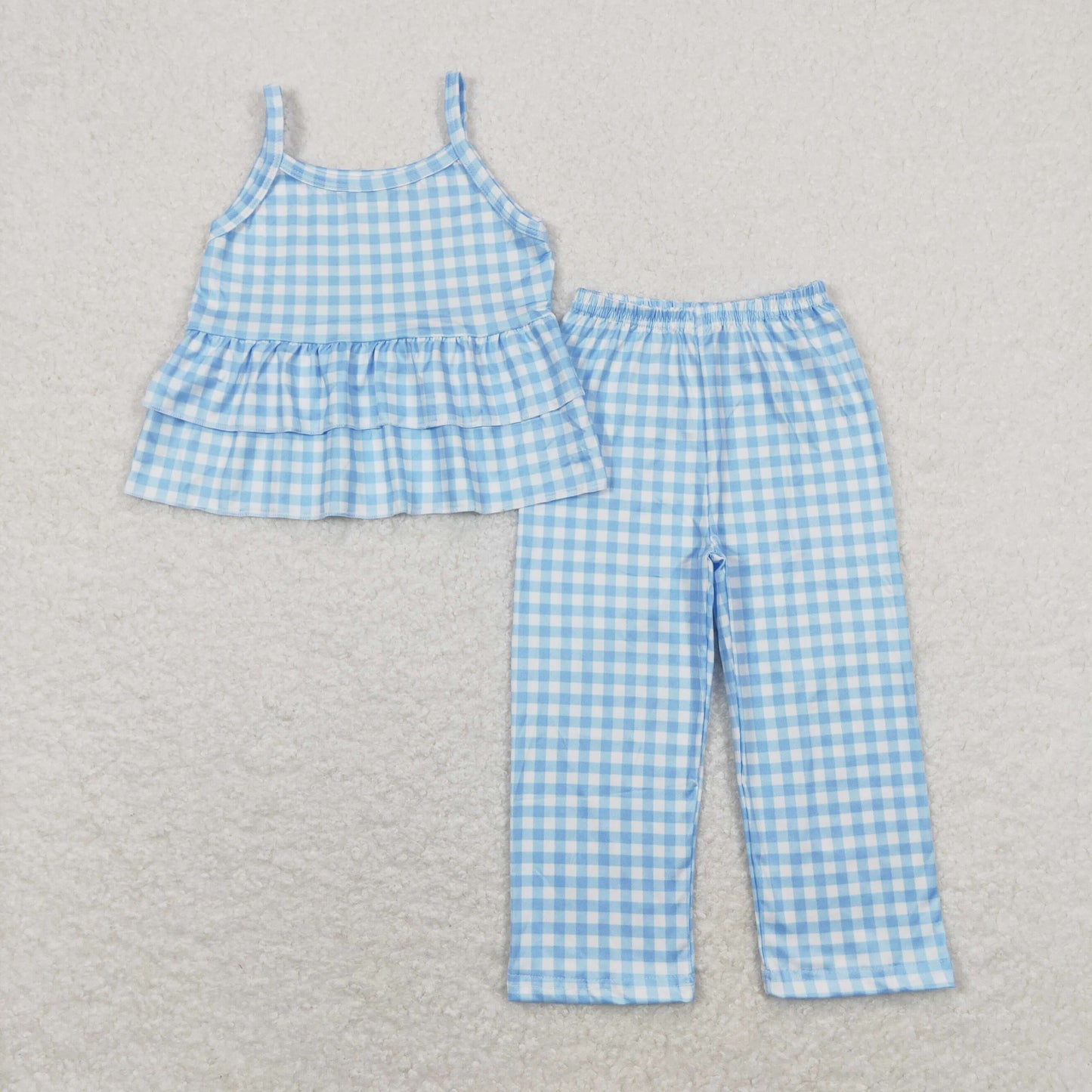 GSPO1378 Blue plaid girl outfit 202404 RTS