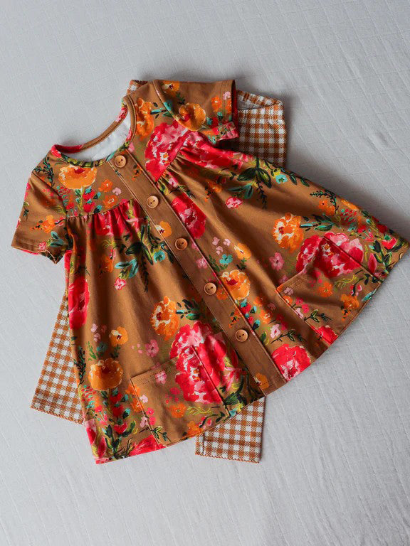 dress flower solid pants GSPO1713 love flowers short sleeve girl outfit 202408 sibling preorder