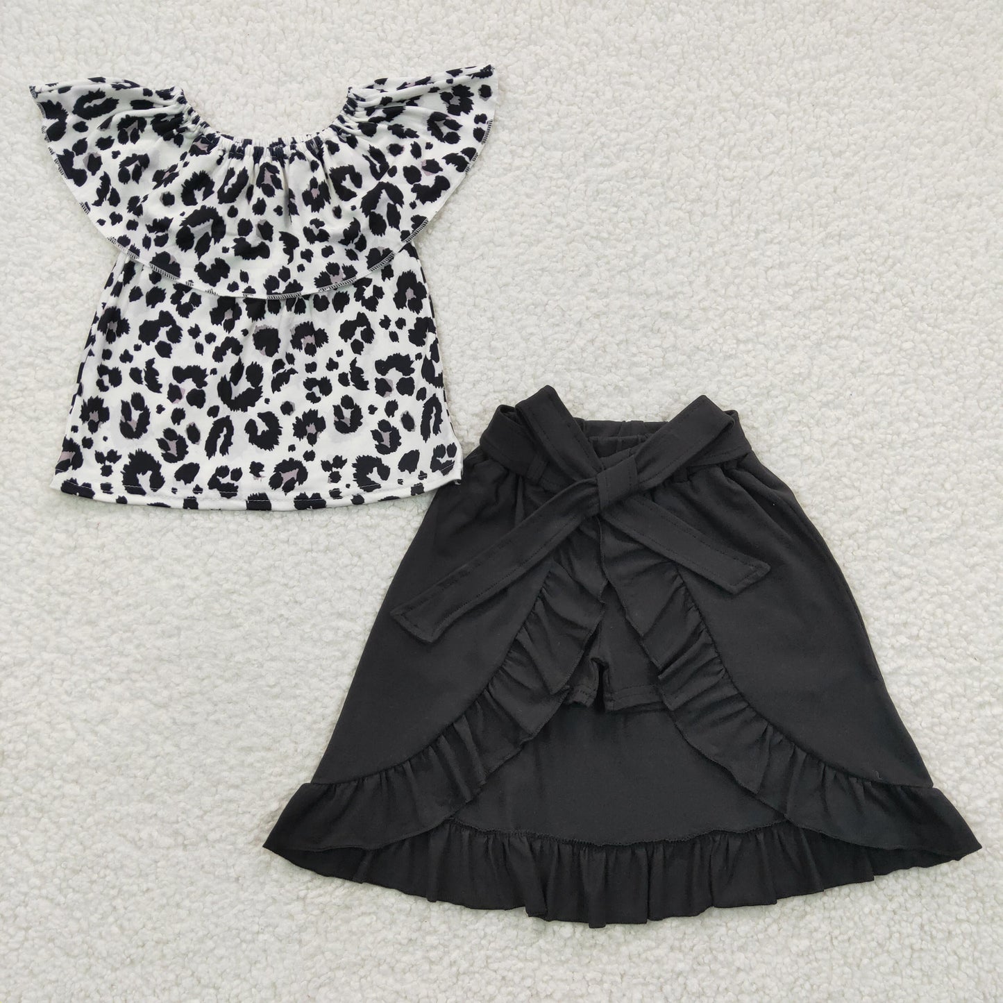 GSSO0183 RTS black leopard skirt baby girl summer outfit 202507
