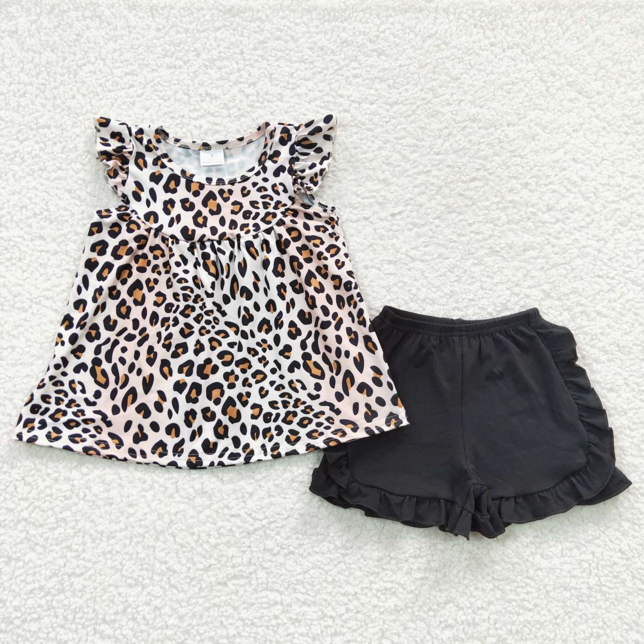 GSSO0312 leopard short sleeve shorts summer girl outfit 20230502 RTS