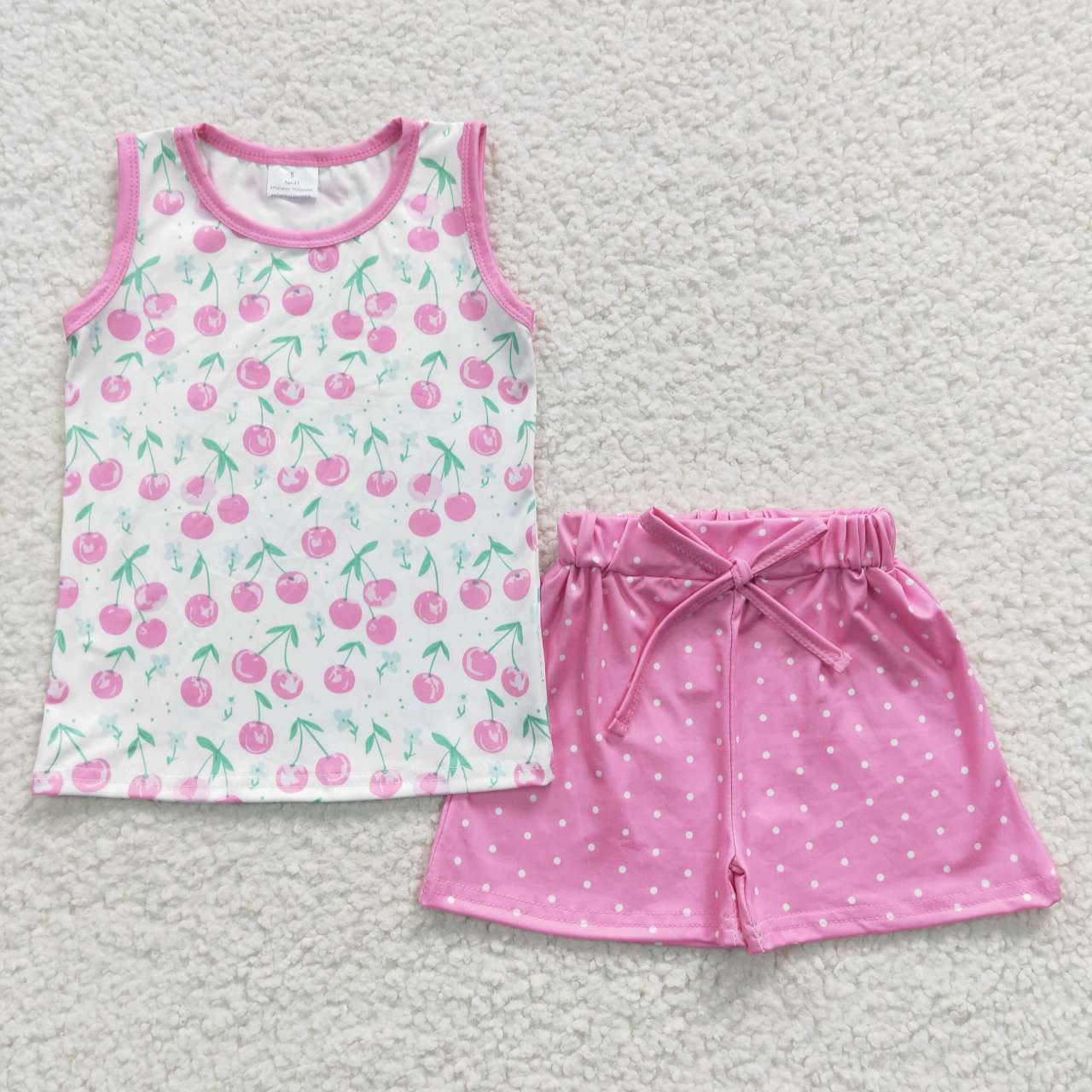 GSSO0323 fruit cherry short sleeve shorts summer girl outfit 20230511 RTS