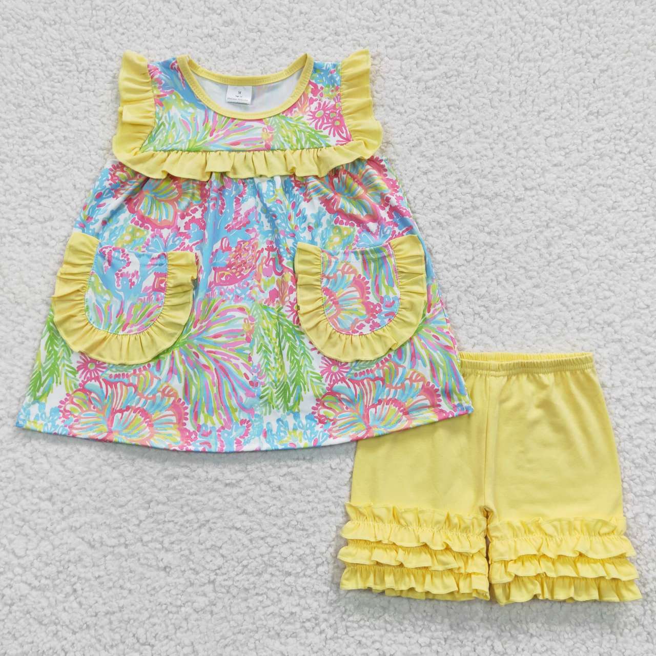 GSSO0337 short sleeve flower shorts girl boy summer outfit 20230516 RTS