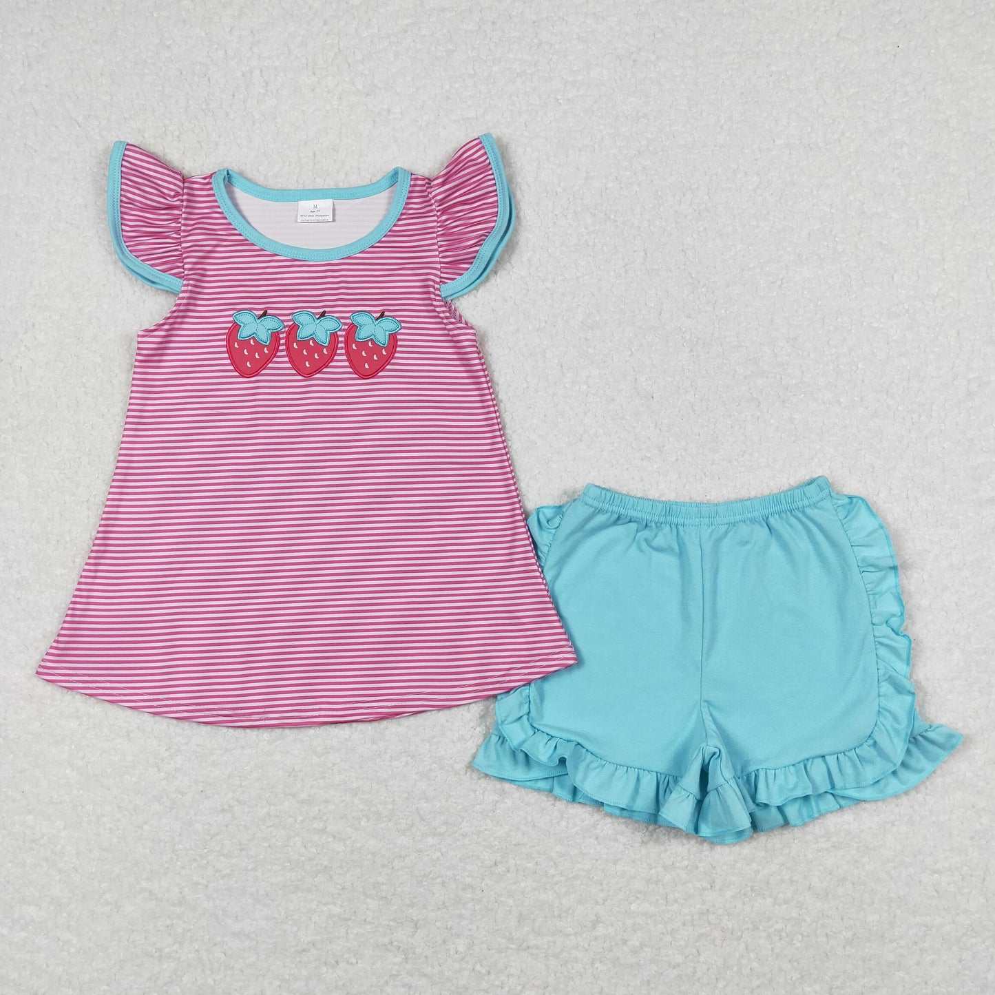 GSSO0556 Strawberry girl shorts outfit Embroidery 202403 RTS