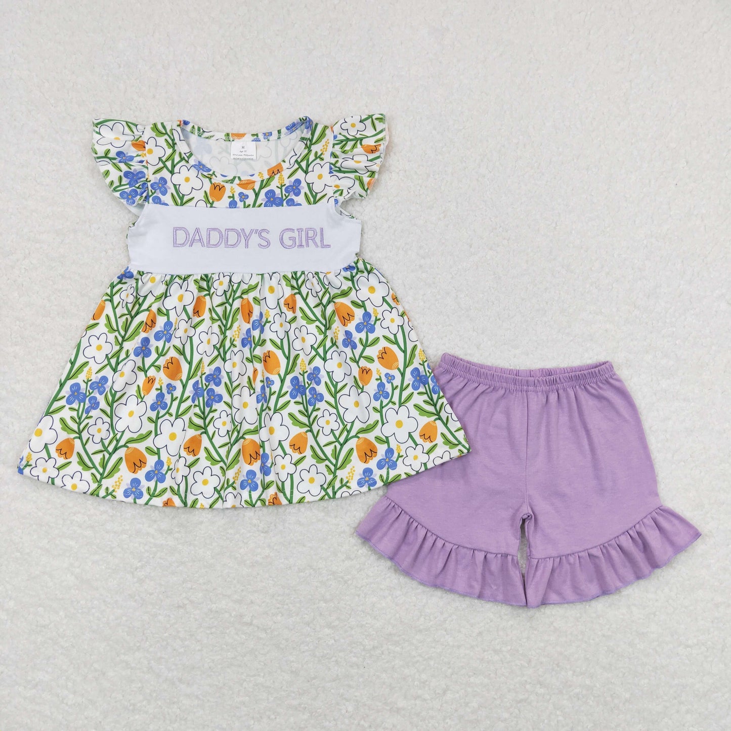 GSSO0557 embroidery girl shorts daddys girl outfit 202404 rts RTS