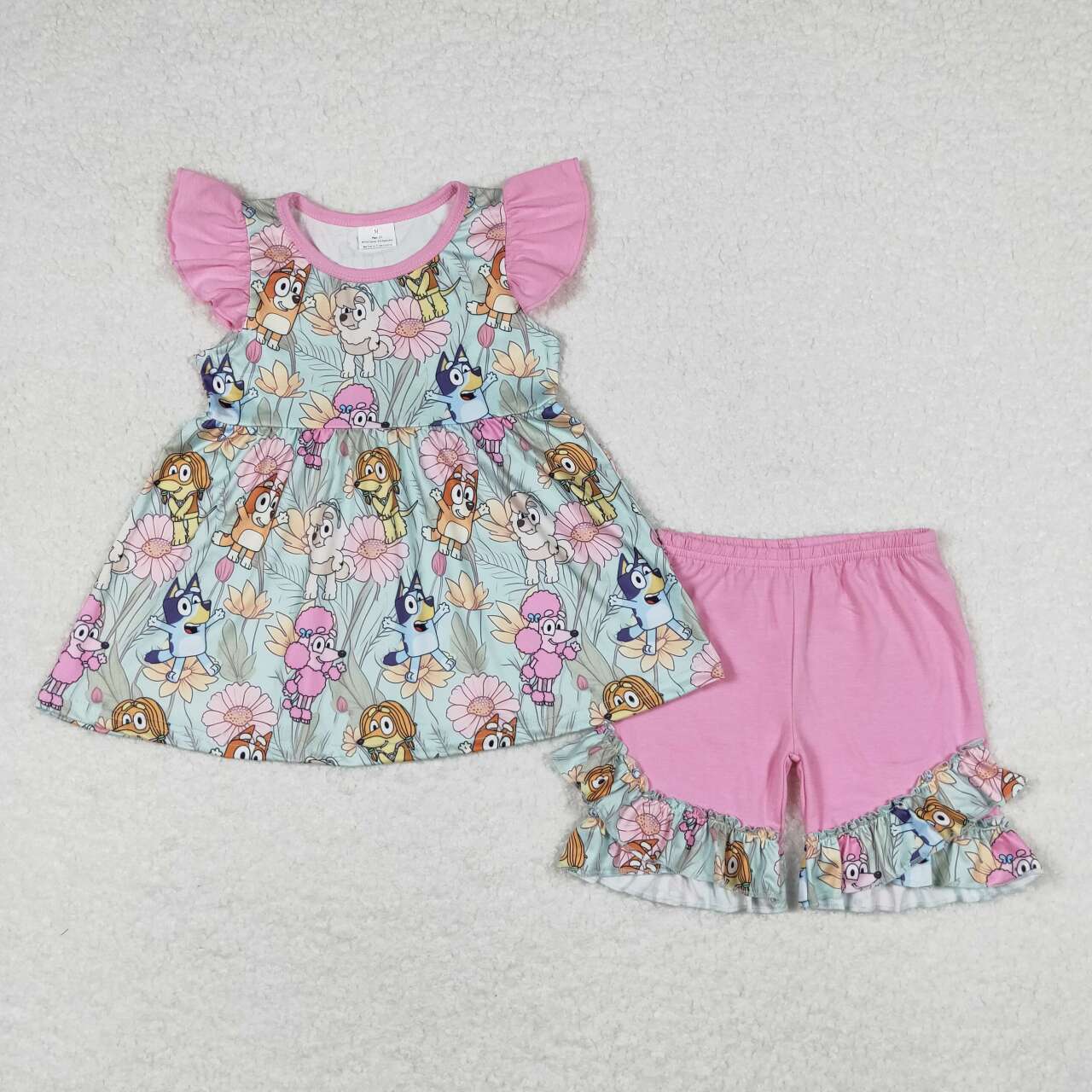 GSSO0624 western flower bluey dog girl shorts outfit RTS 202403