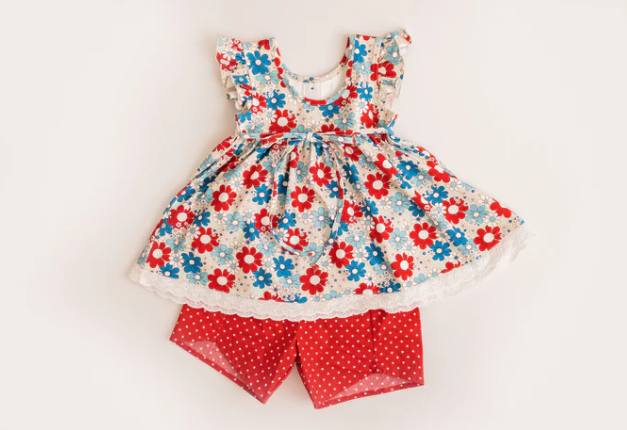 GSSO0747 flowers preorder short sleeve shorts summer girl outfit 202402