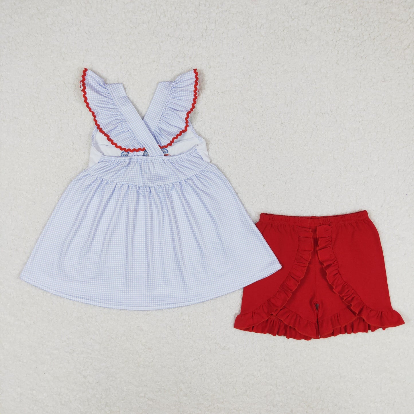 GSSO0798 embroidery 4th July pop ice shorts summer girl outfit 202405 RTS