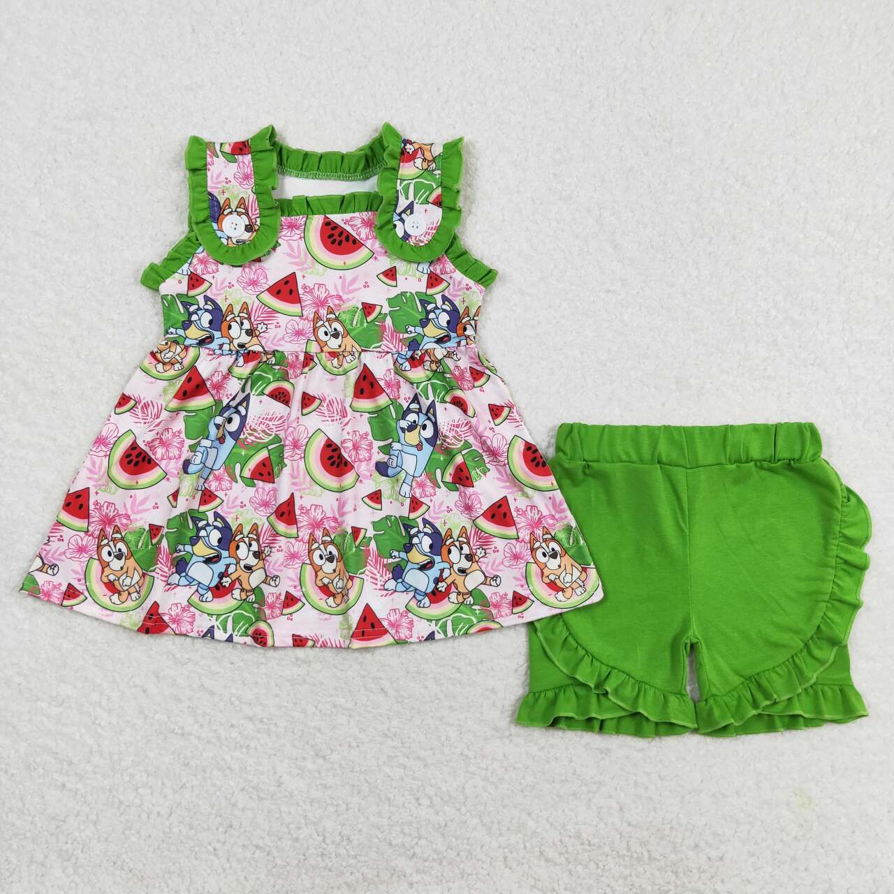 GSSO0859 watermelon summer flower girl outfit 202405 RTS