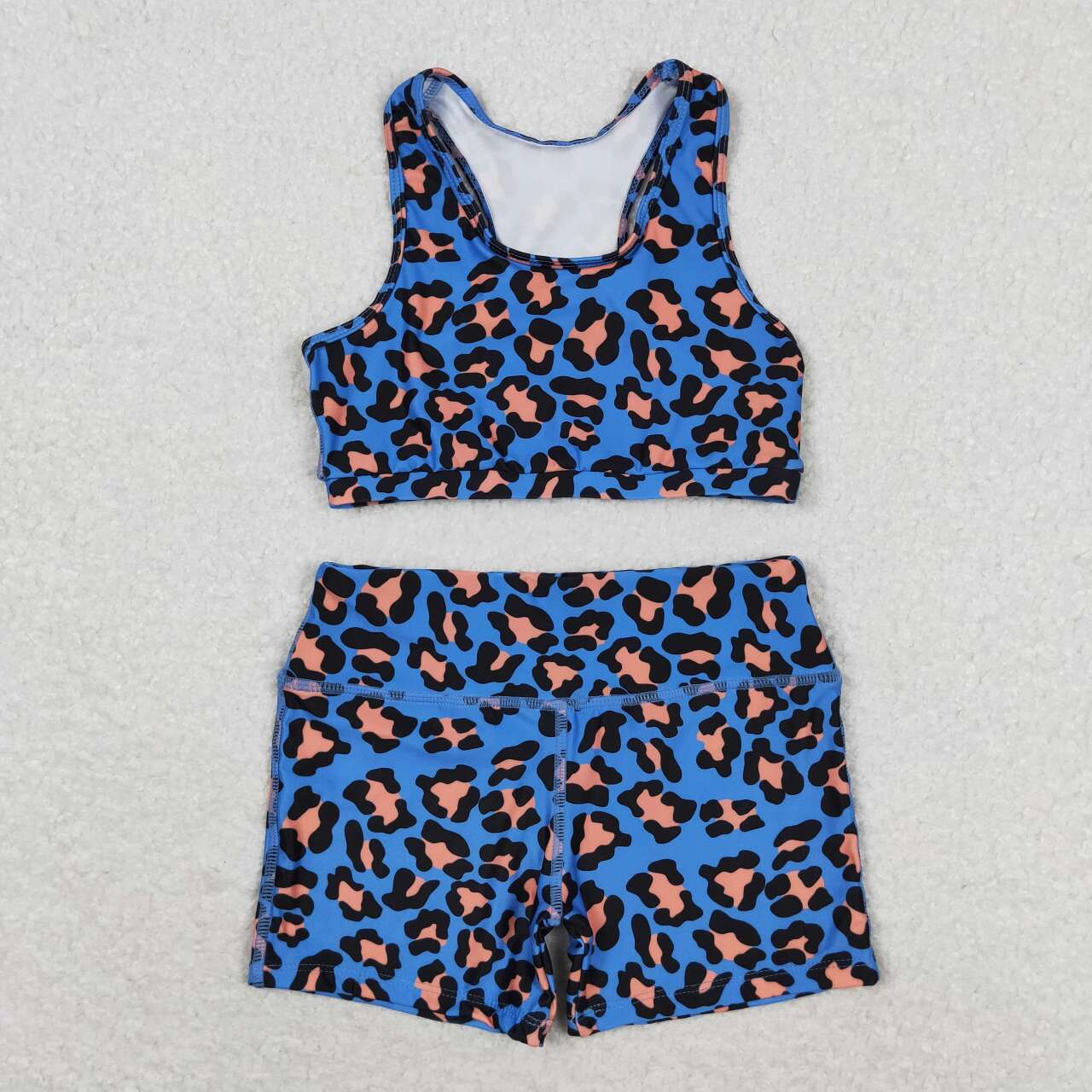 GSSO0901组合 active wear yoga fabric riding shorts leopard summer girl outfit 202405 RTS