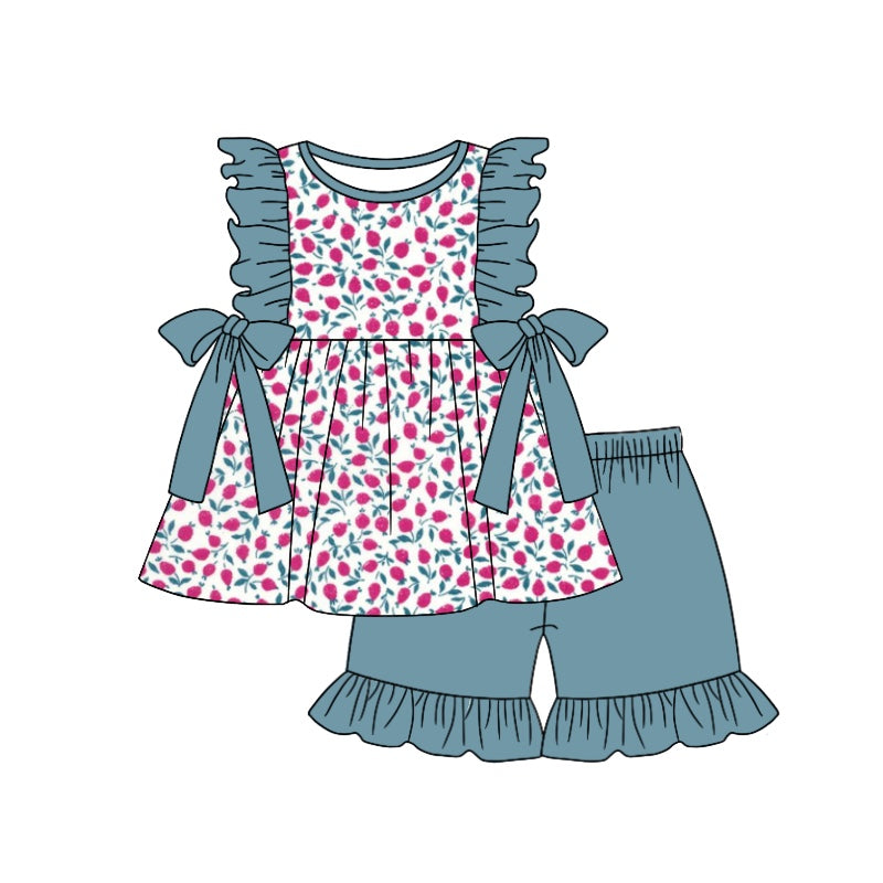 GSSO0963 shorts flowers girl summer outfit 202403 preorder