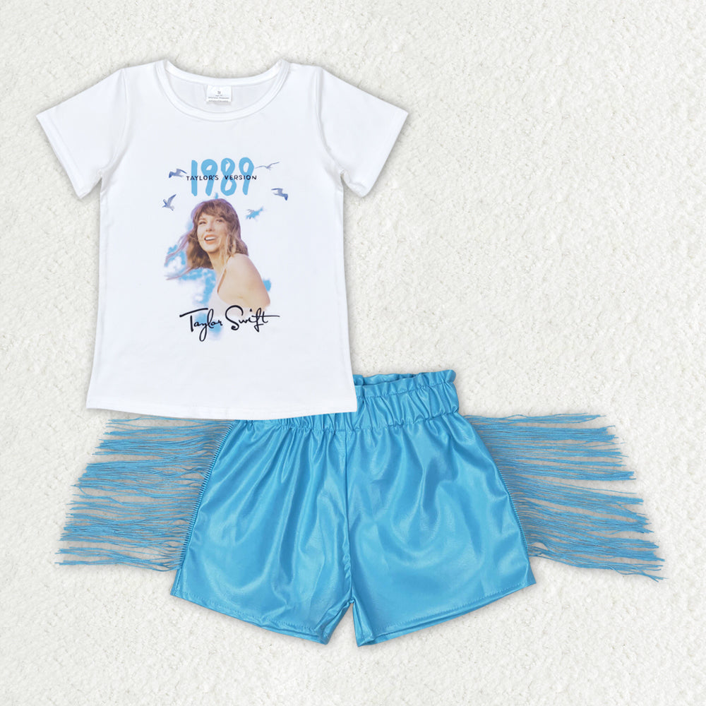 GSSO0984组合 western Taylor swift leather tassle shorts girl outfit 202406 RTS