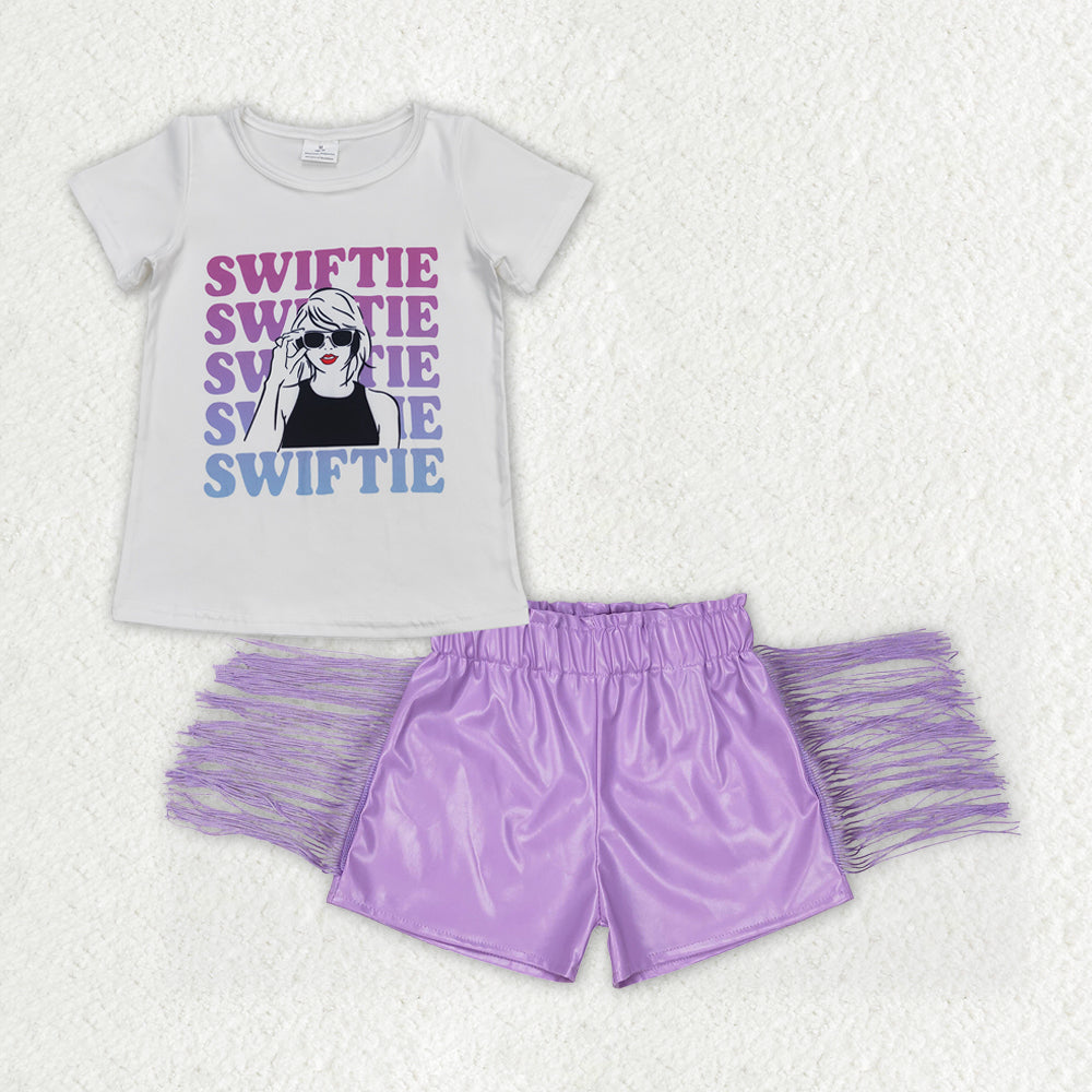 GSSO1029 组合 western Taylor swift leather tassle shorts girl outfit 202406 RTS
