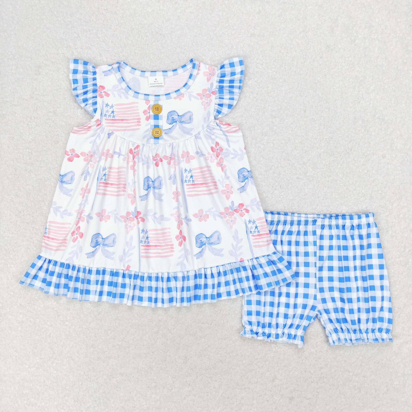 Blue Sibling GSSO1139 bow girl shorts outfit 202406 RTS