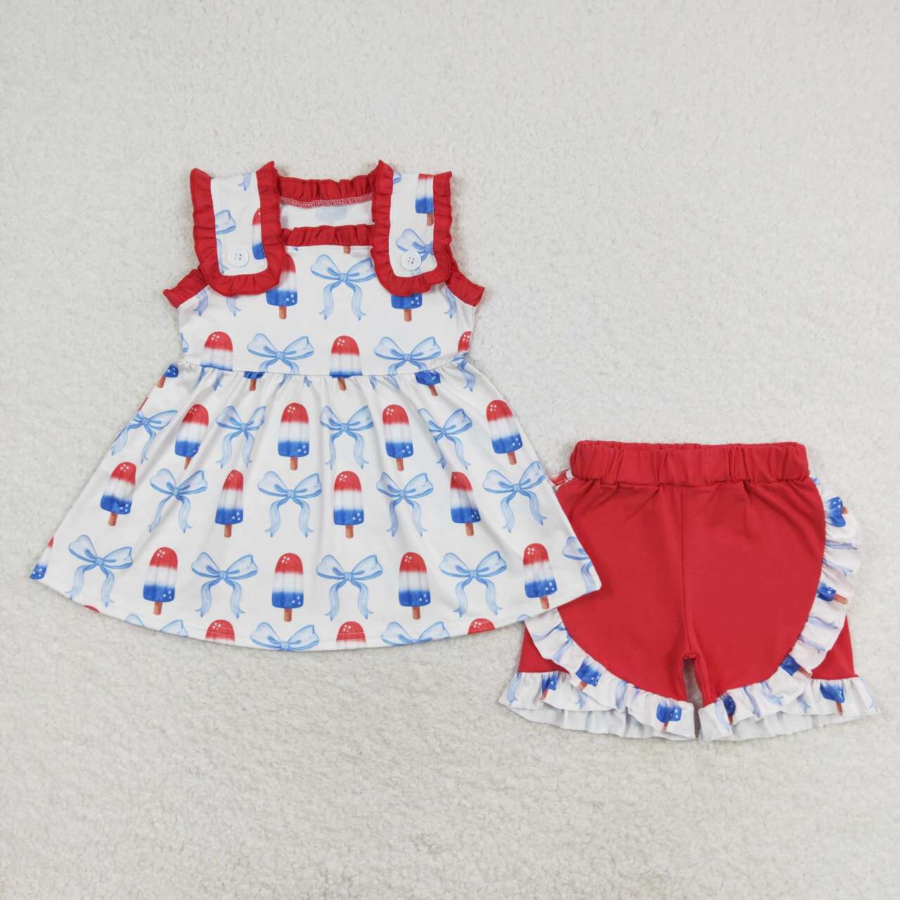 GSSO1152 4th july ice pop bow shorts western girl summer outfit 202405 rts sibling