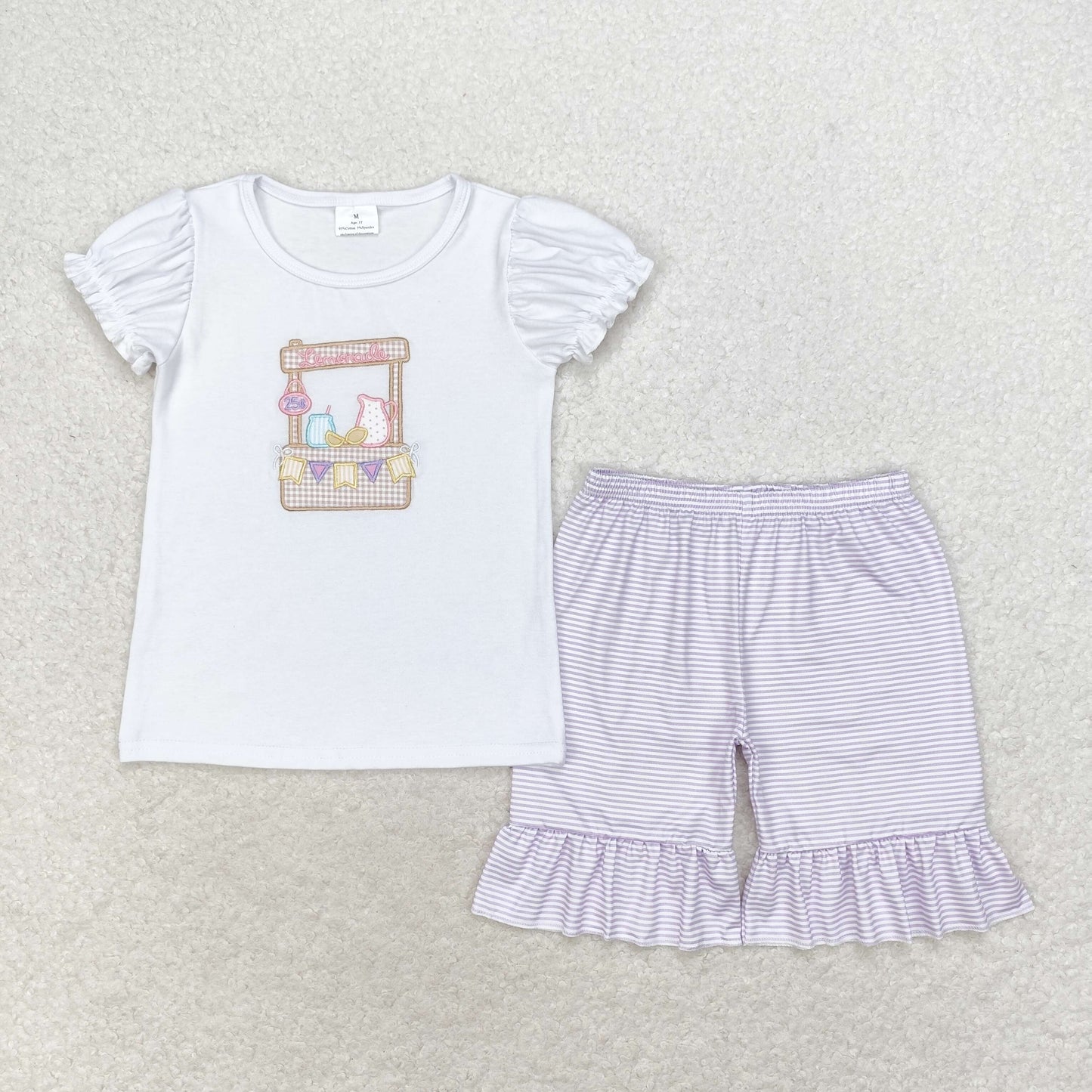 GSSO1240 lemon embroidery bottle girl summer outfit 202406 RTS