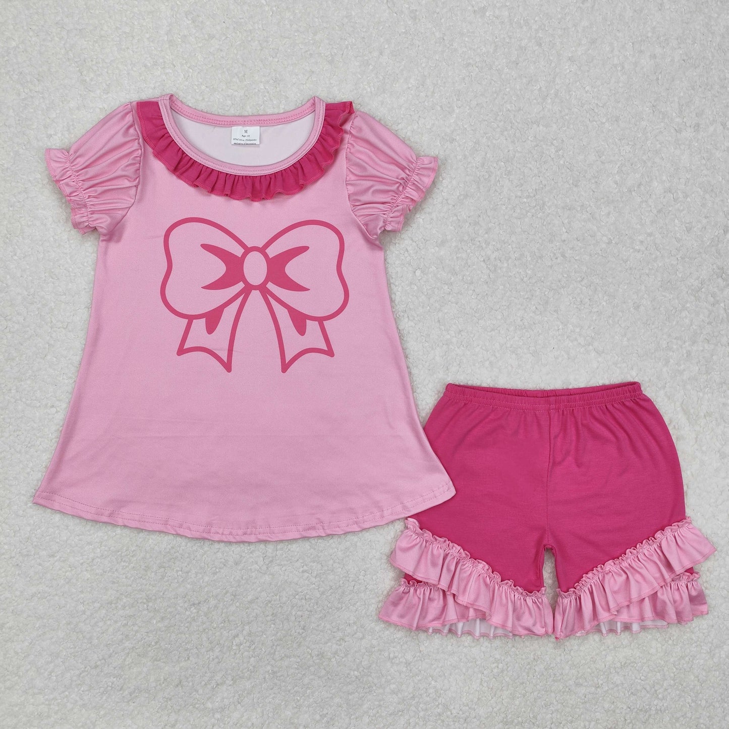 bow GSSO1531 pink golf short sleeve shorts short sleeve girl outfit 202501 RTS