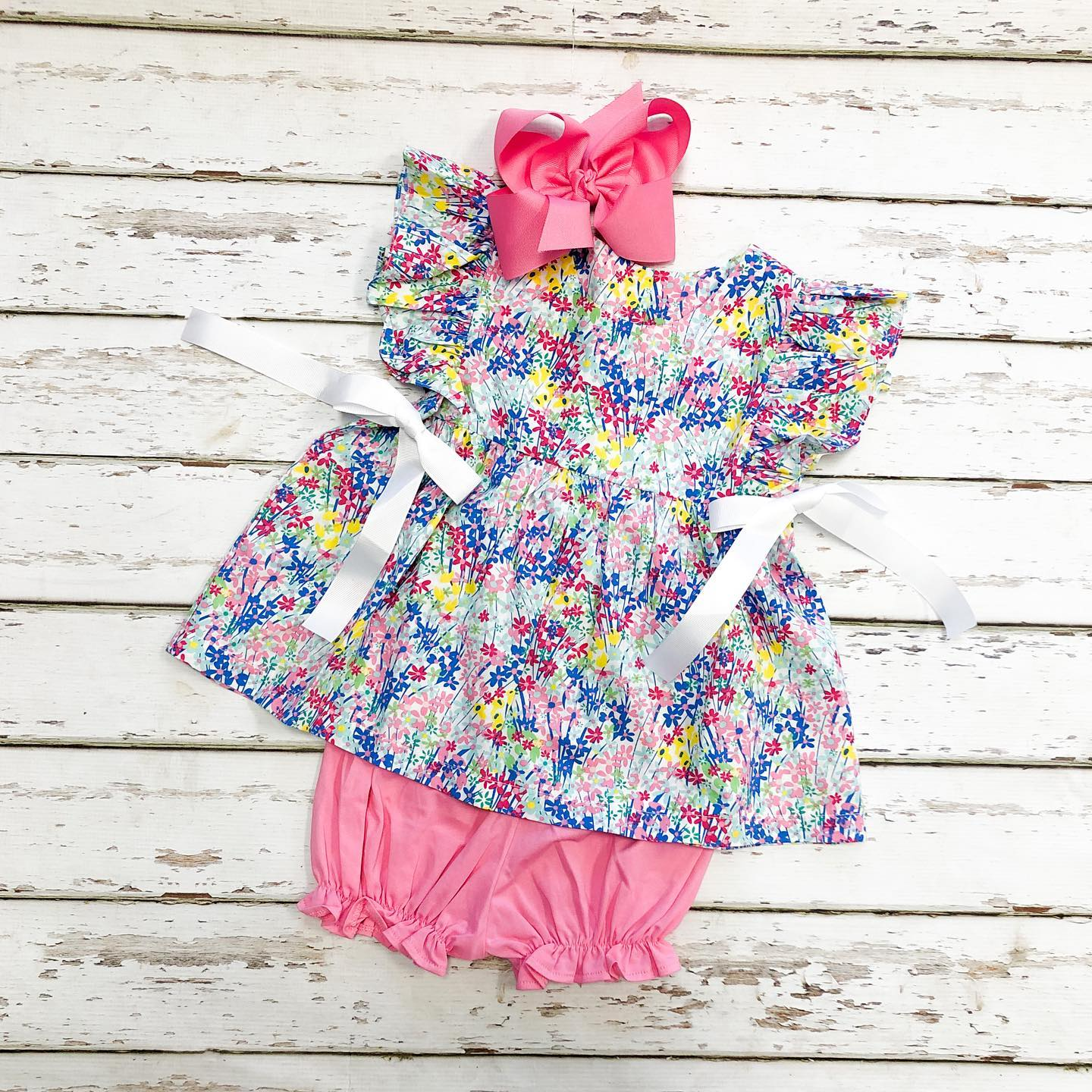 GSSO1553 preorder flowers ruflle short sleeve shorts short sleeve girl outfit 202411(