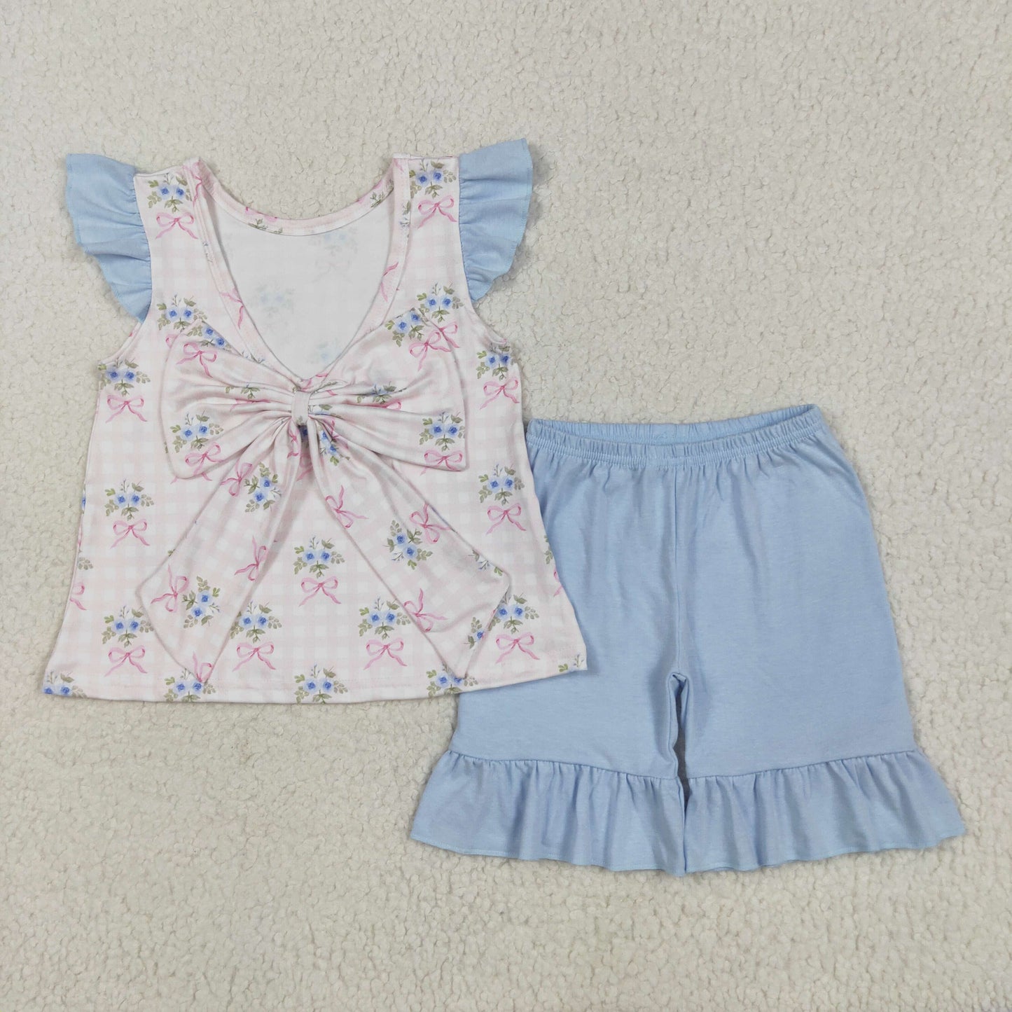 GSSO1577 bow flower girl summer outfit 202505 RTS