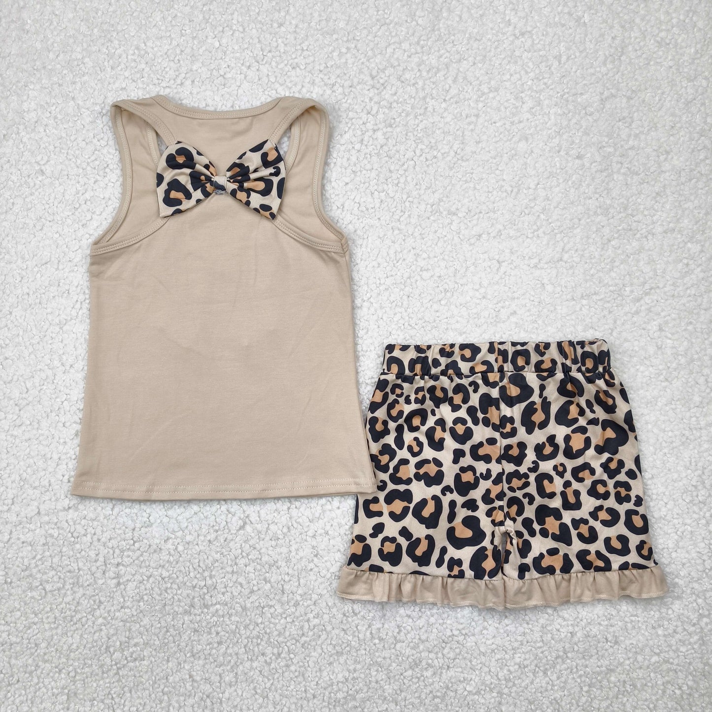 GSSO1603 leopard bow short sleeve girl outfit 202504 RTS