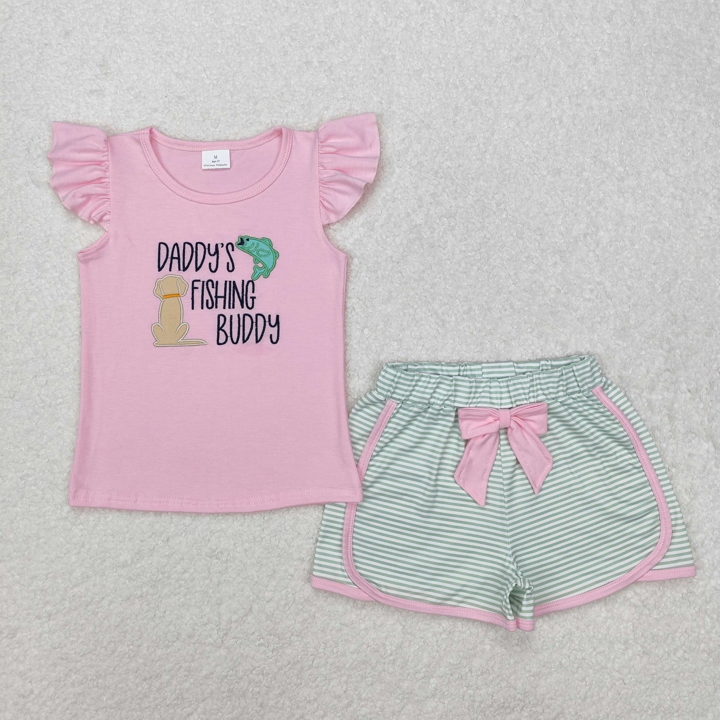 GSSO1673 embroidery Daddy's fishing girl summer outfit 202501 RTS