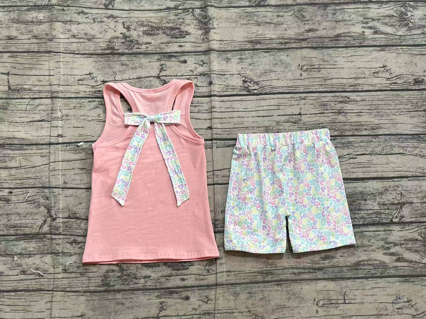GSSO1783 pink bow flower girl summer outfit 202502 preorders
