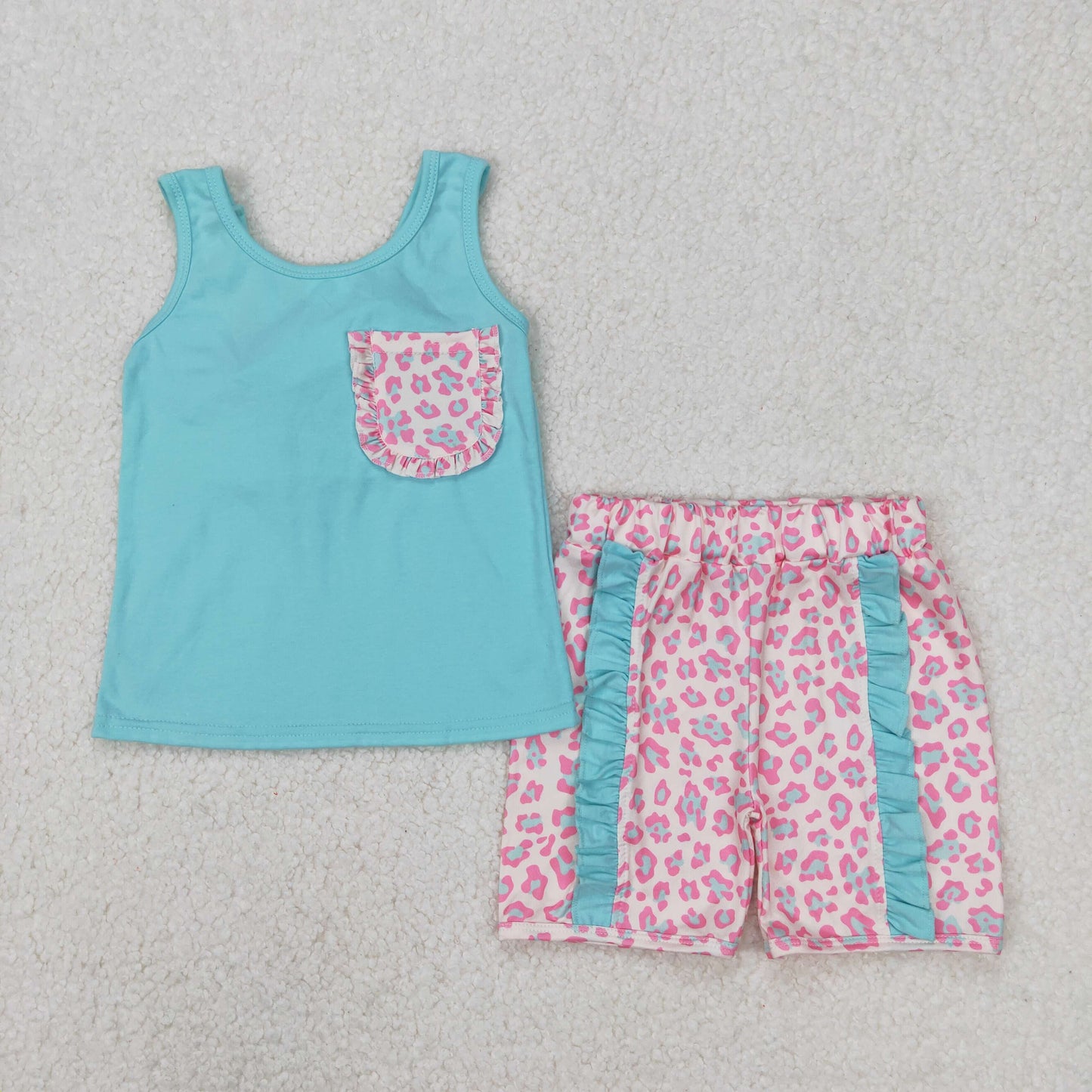 GSSO1784 green bow flower girl summer outfit 202503 RTS