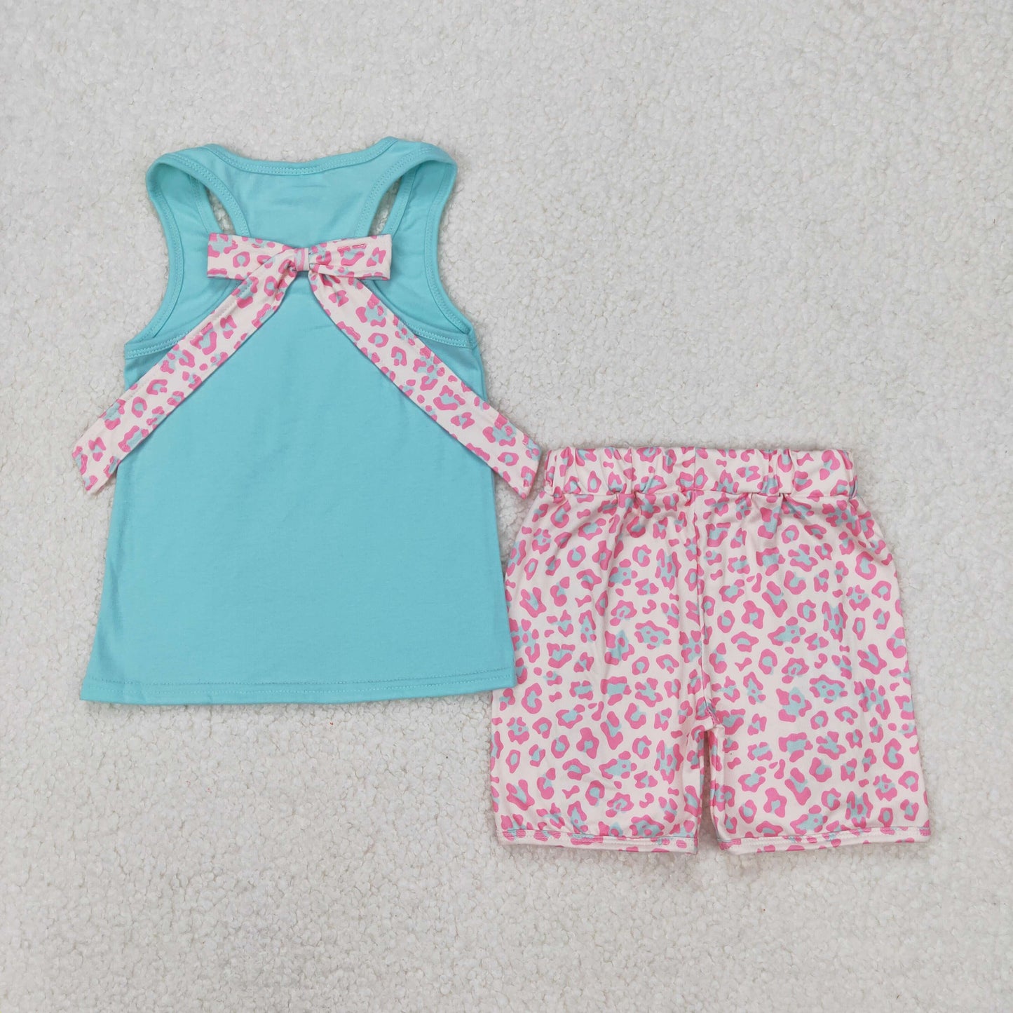 GSSO1784 green bow flower girl summer outfit 202503 RTS