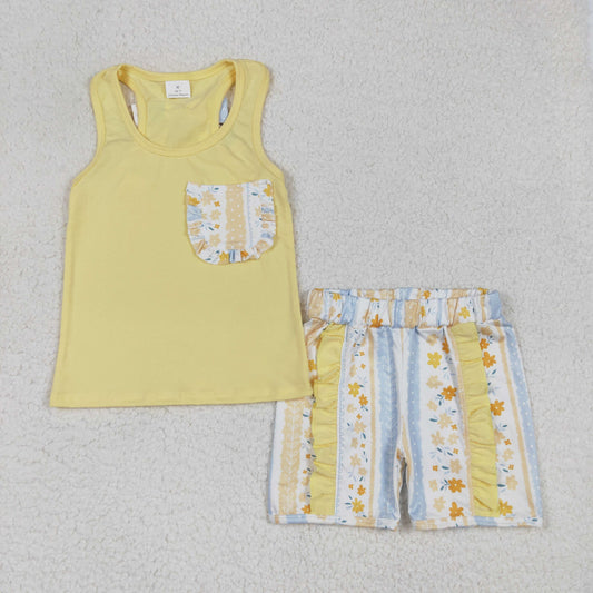 GSSO1788 Yellow bow flower girl summer outfit 202502 RTS