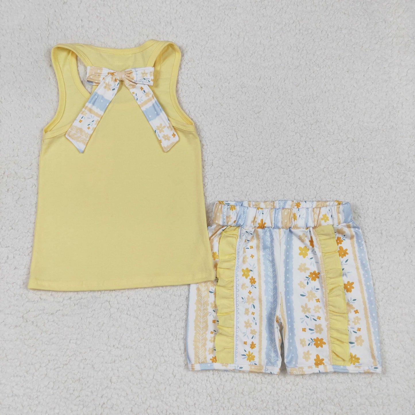 GSSO1788 Yellow bow flower girl summer outfit 202502 RTS
