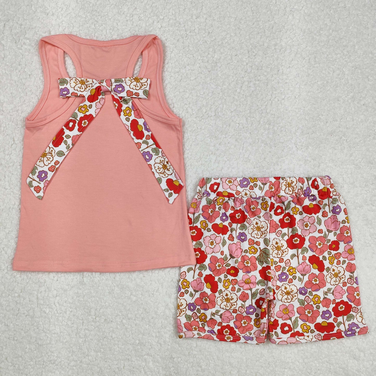 GSSO1793 pink flower girl summer outfit 202502 RTS