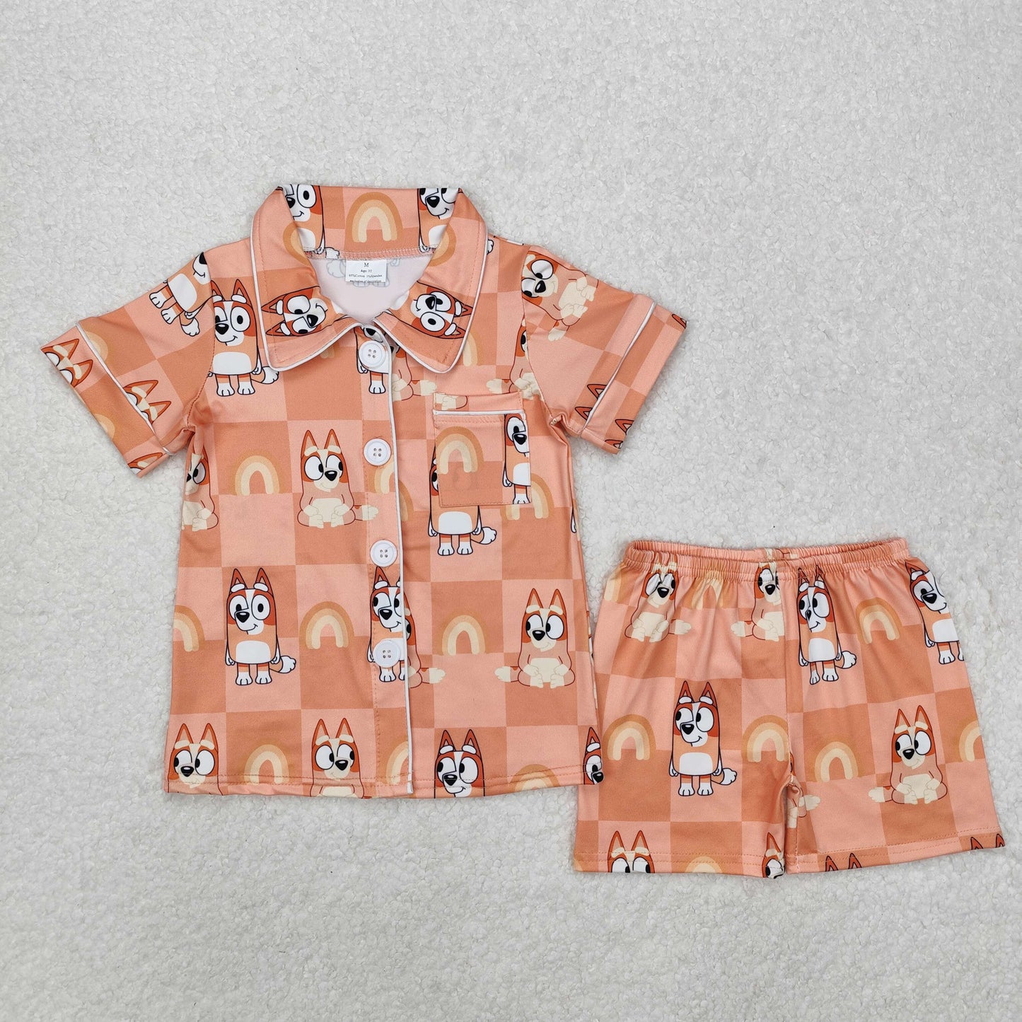 GSSO1801 western orange bluey pajamas girl boy summer outfit 202501 RTS