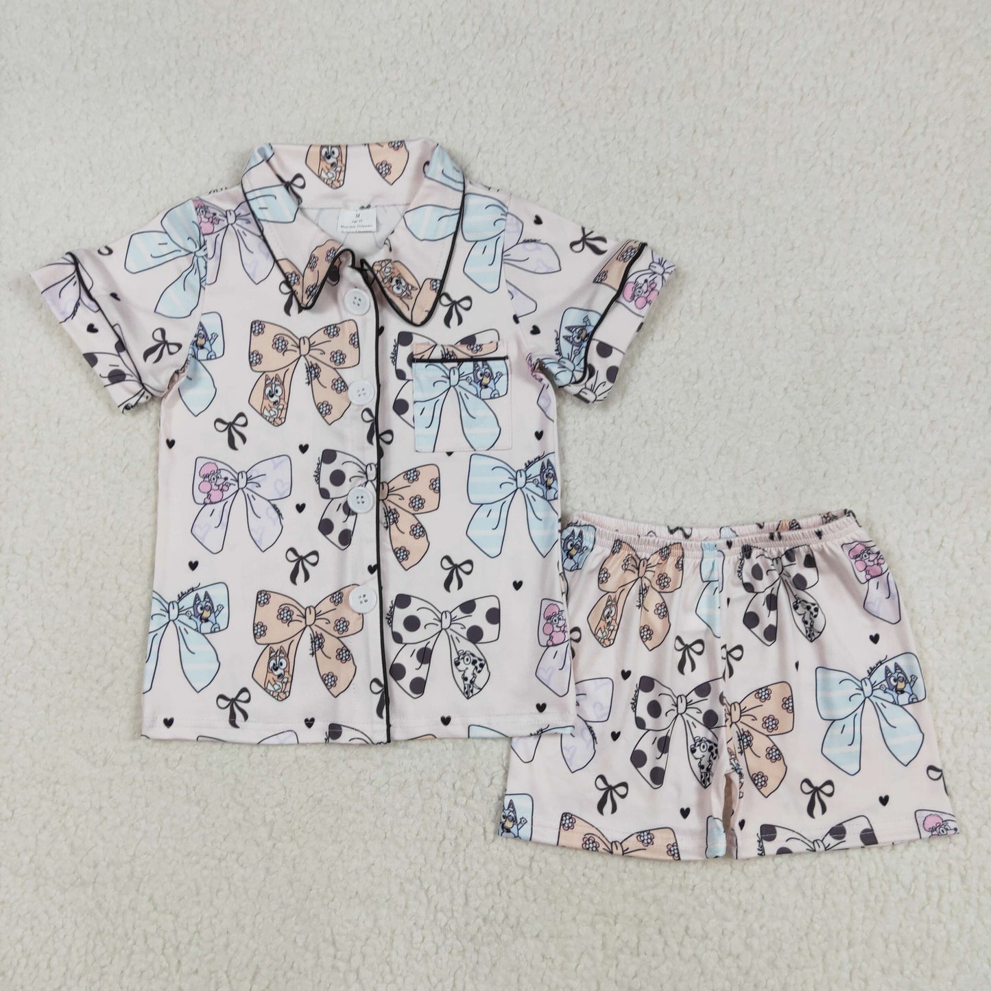 GSSO1810 western bow pajamas girl summer outfit 202502 RTS