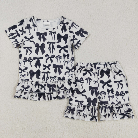 GSSO1852 black bow ruffle western girl outfit 202502 RTS