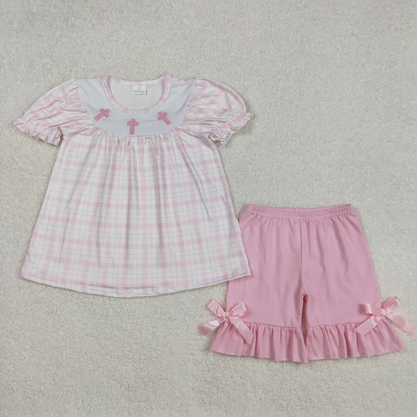 GSSO1855 embroidery Easter cross western girl outfit 202502 RTS
