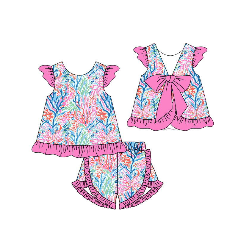 GSSO1867 custom MOQ3 flowers shorts girl summer outfit 202412