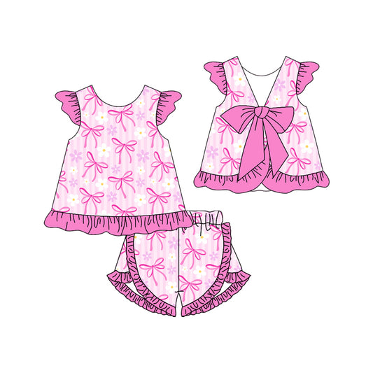 GSSO1868 custom MOQ3 bow flowers shorts girl summer outfit 202412