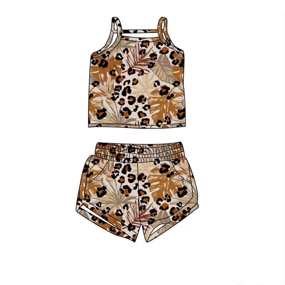 GSSO1869 leopard flowers girl summer outfit 202412 preorder