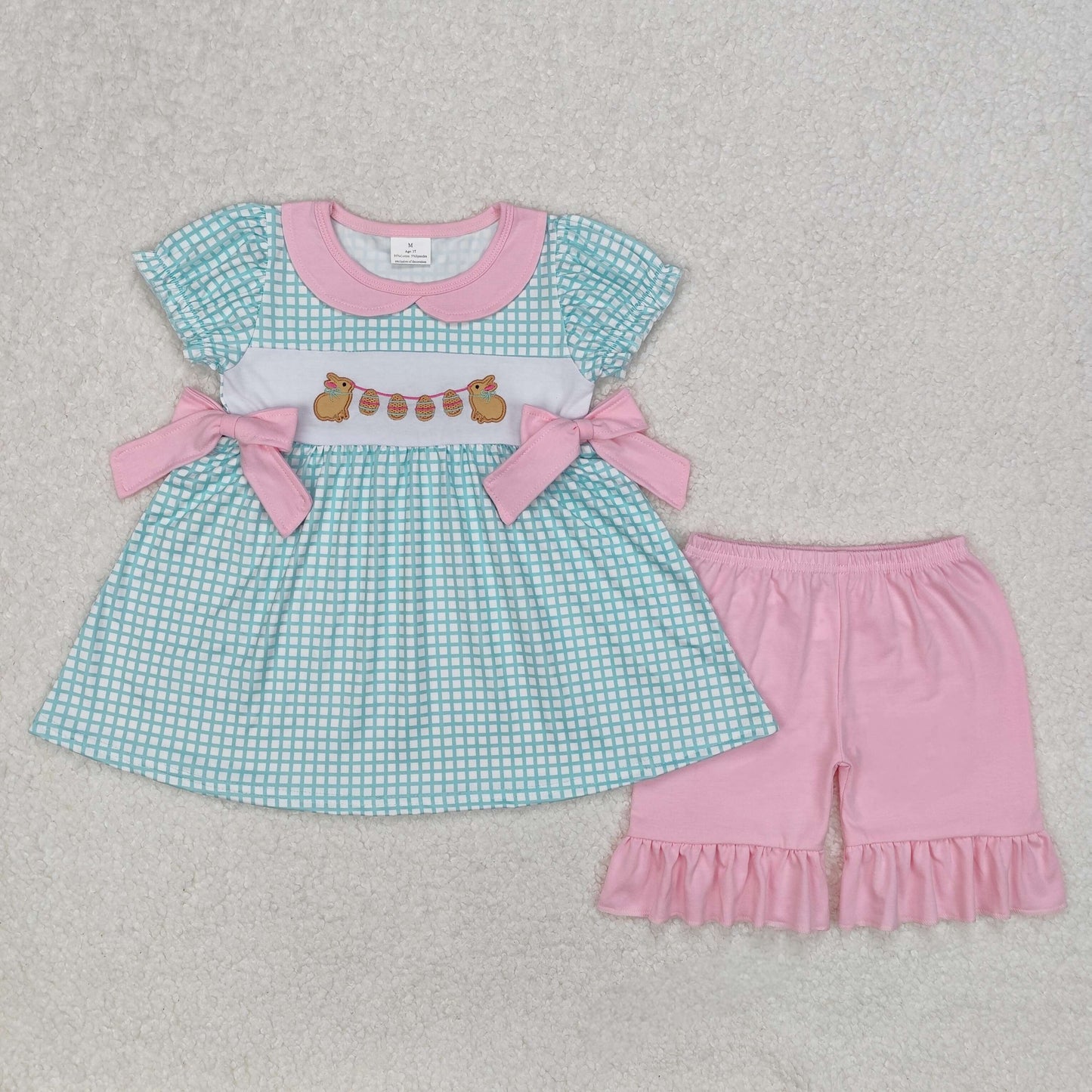 GSSO1882 bunny embroidery Easter flower girl summer outfit 202503