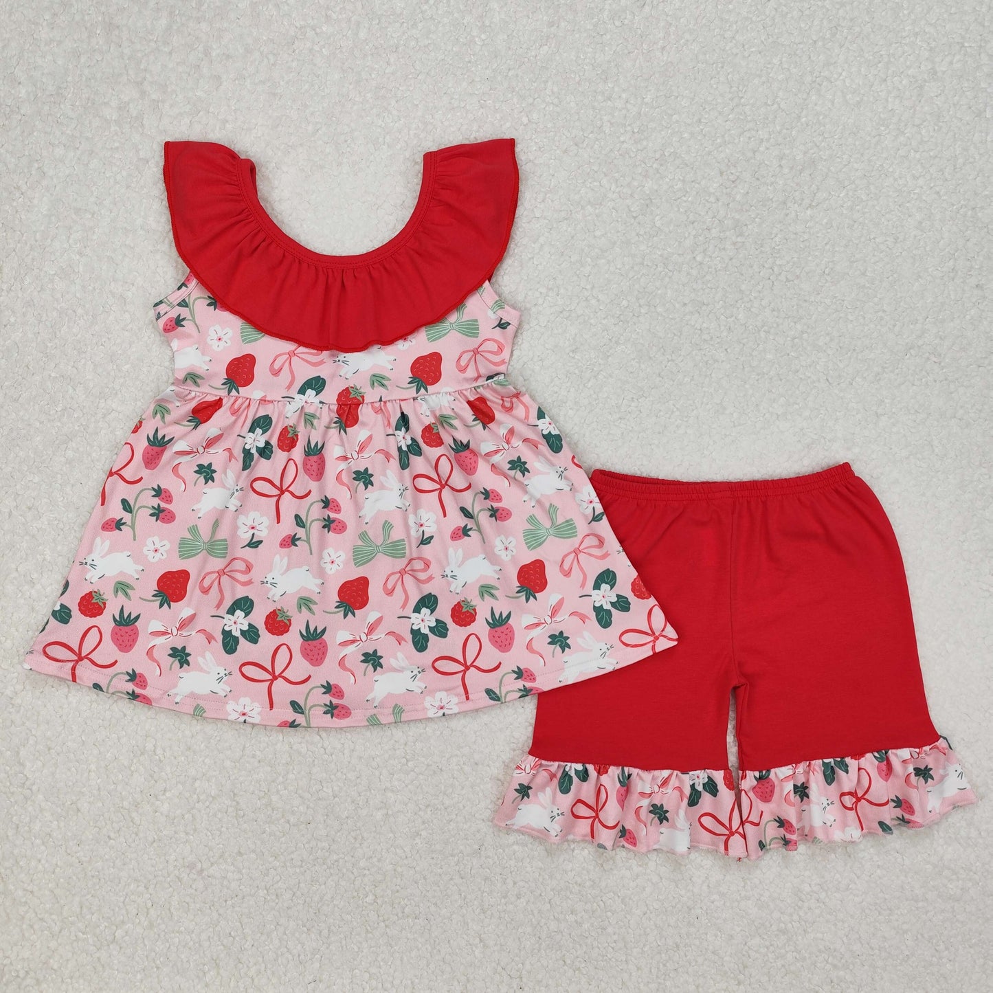 GSSO1914 Easter bunny strawberry girl summer outfit 202503 RTS