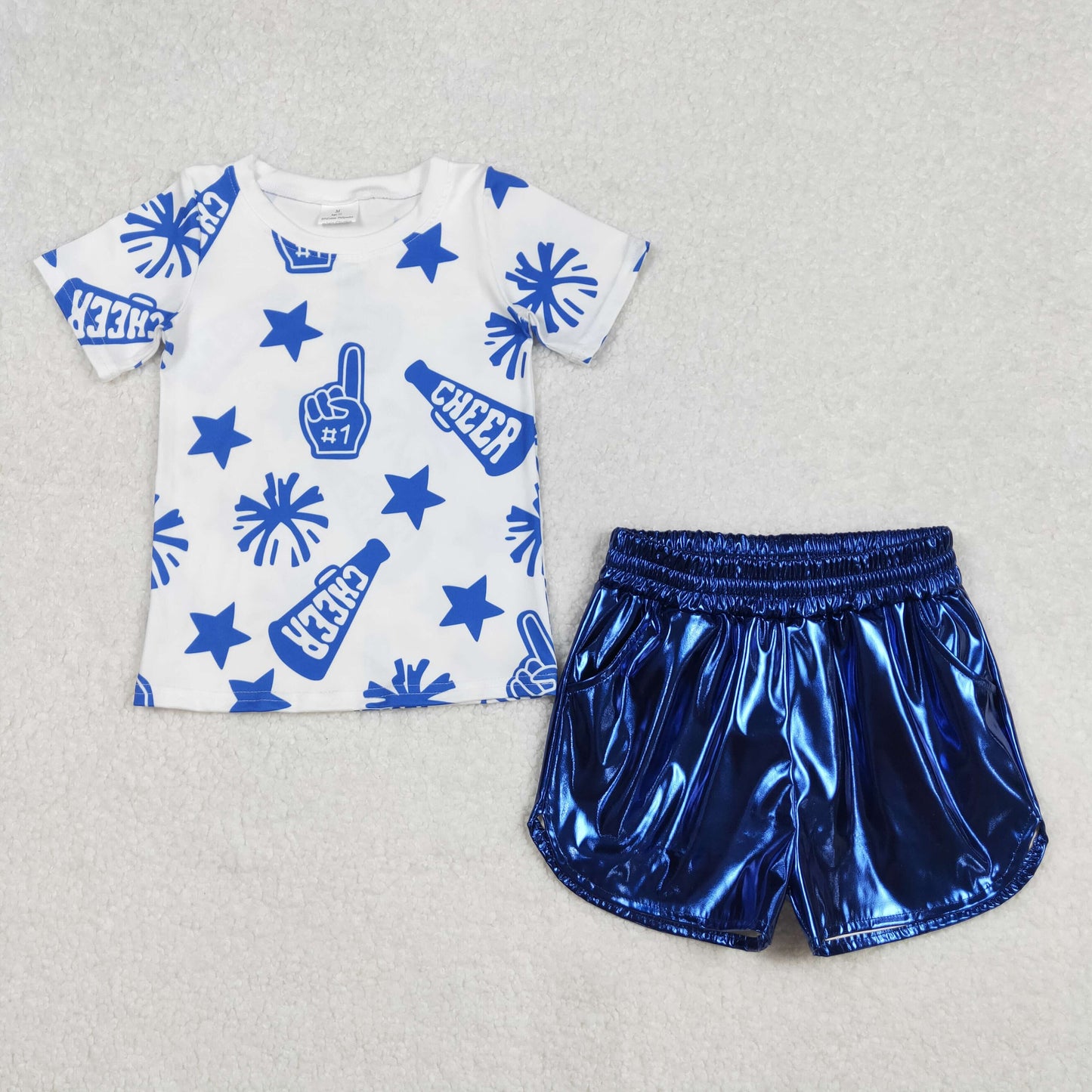 GSSO1938组合 blue leather glitter sparkling westen girl summer outfit 202502 RTS