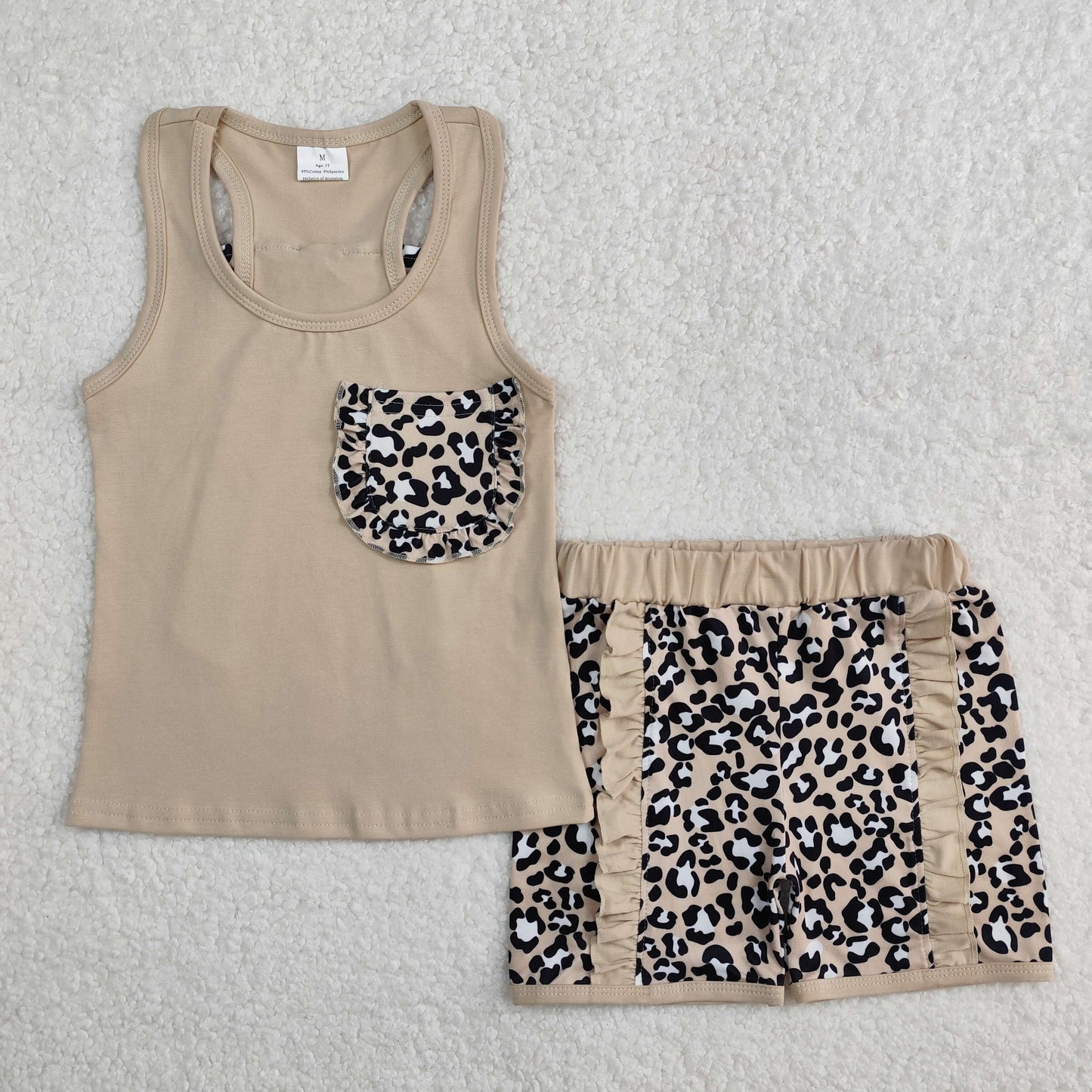GSSO1979 r western leopard bow short sleeve shorts girl summer outfit 202502 RTS